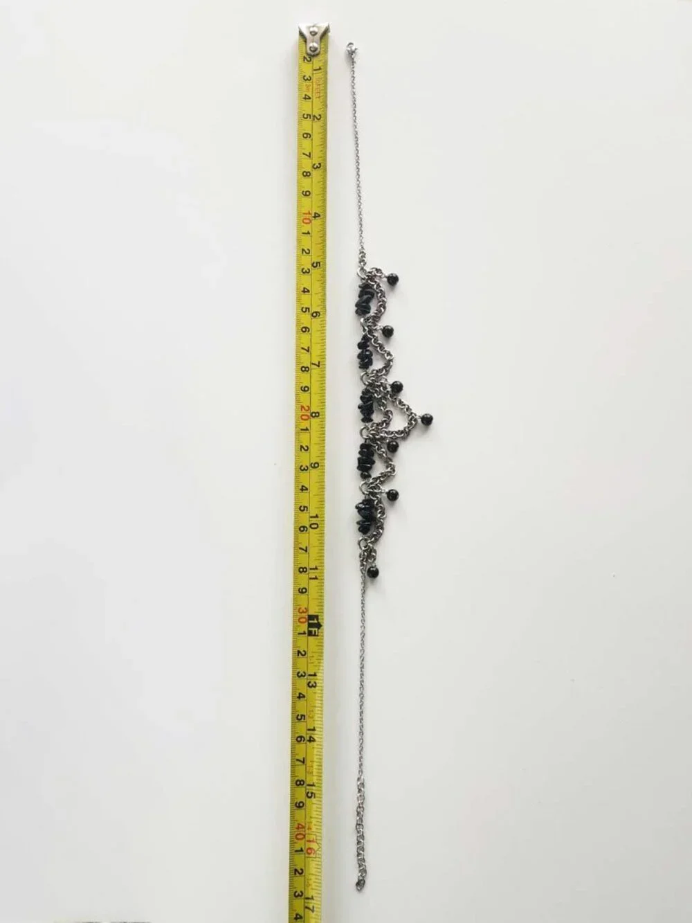 Gothic silver chandelier necklace with black obsidians - Picture 5 of 9